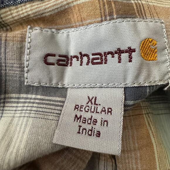 Carhartt Relaxed Fit Short Sleeve Plaid Striped Mens Size XL - Picture 5 of 6